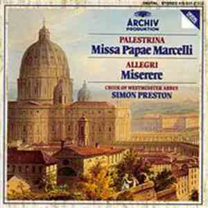 Palestrina / Allegri, Choir Of Westminster Abbey, Simon Preston - Palestrin ...
