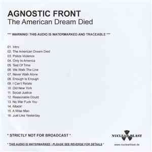 Agnostic Front - The American Dream Died