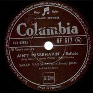 Sarah Vaughan With Jimmy Jones And His All Stars - Ain't Misbehavin' / Can' ...