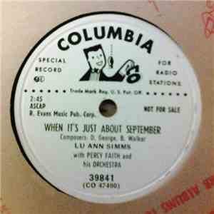 Lu Ann Simms With Percy Faith & His Orchestra - When It's Just About Septem ...