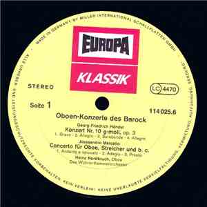 Das Wührer-Kammerorchester, Heinz Nordbruch - Oboen-Konzerte Des Barock