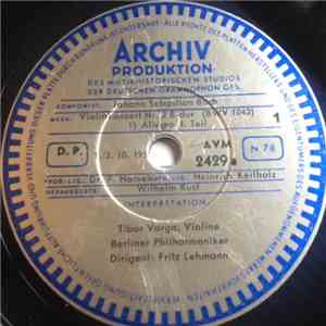 Johann Sebastian Bach, Tibor Varga, Berliner Philharmoniker, Fritz Lehmann ...